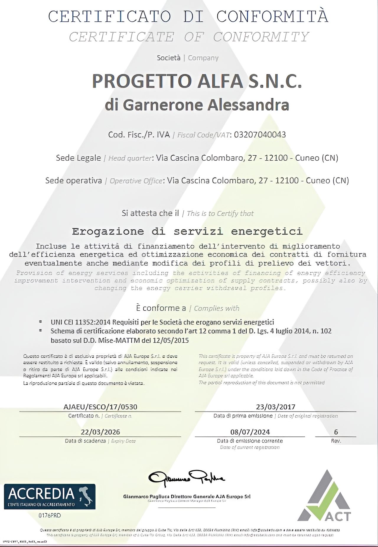 Idrotermica Allegri Certificazioni 9